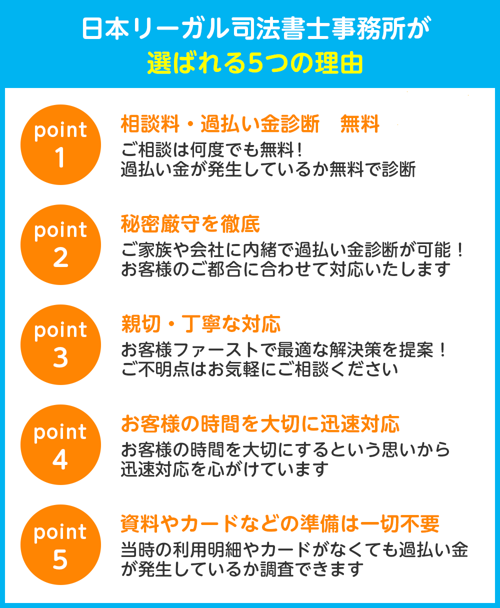 日本リーガル司法書士事務所が選ばれる5つの理由