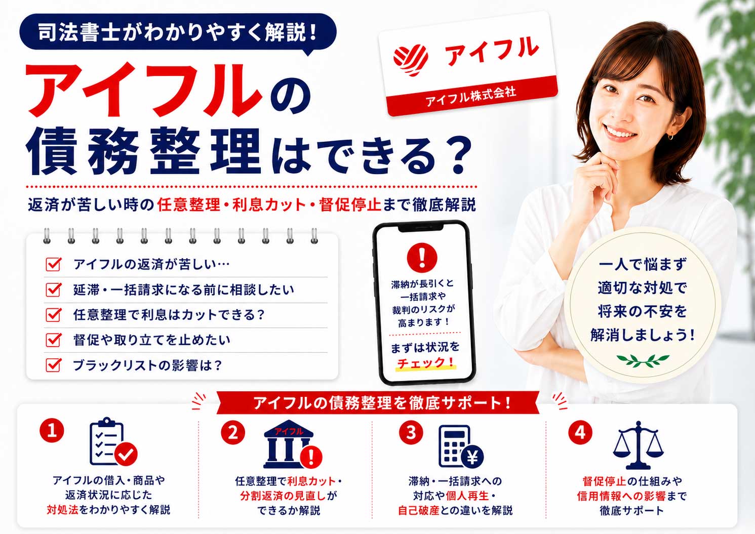 アイフルは債務整理できる？返済が苦しい時の任意整理・利息カット・督促停止について解説